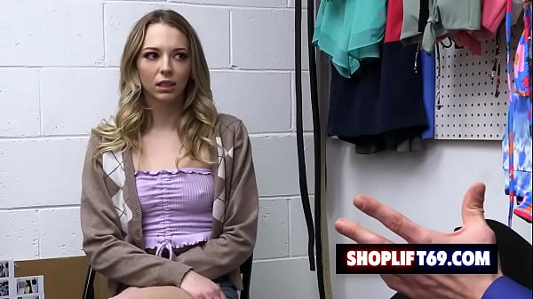 Cute blonde teen Lily Larimar got caught stealing at the department store and takes LP officer big cock in her pussy